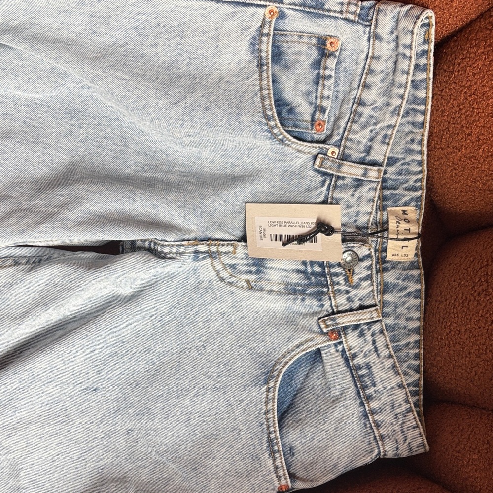 Motel Rocks Light Blue Wash Low Rise Parallel 80S Jeans W26 L32 BNWT